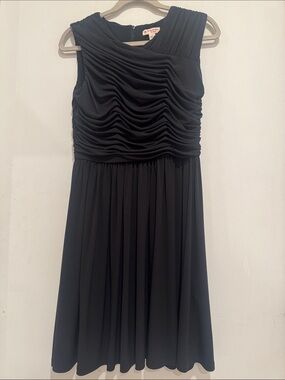 Brooks Brothers Black Ruched Bodice Midi Dress